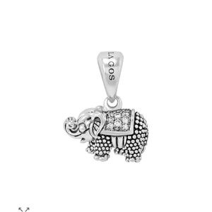 LAGOS Silver Elephant Pendant Necklace with Diamonds